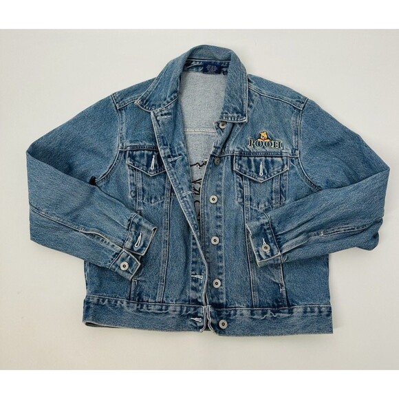 Vintage Winnie the POOH Light Wash Jean Trucker Jacket Disney FUZZY Bear DENIM S - Picture 4 of 11